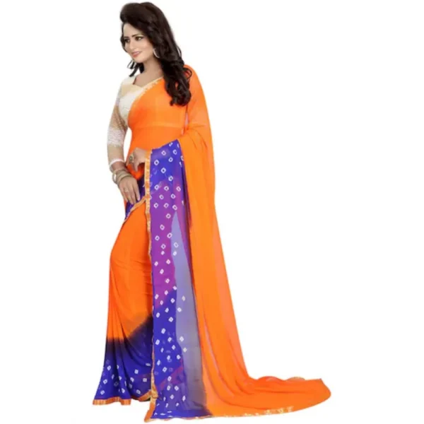 Women's Chiffon Saree (Orange ,5-6Mtrs)