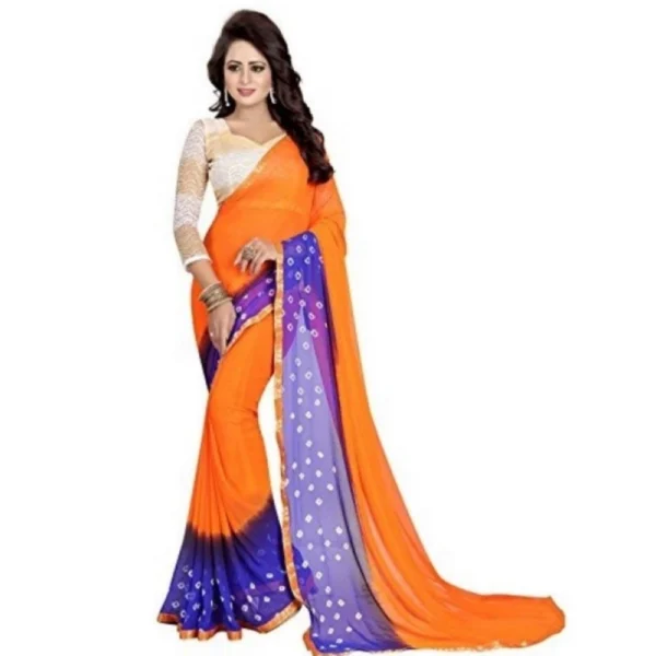 Women's Chiffon Saree (Orange ,5-6Mtrs)