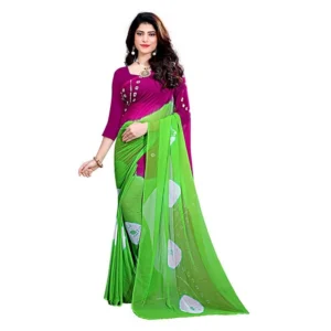 Women's Chiffon Saree (Green ,5-6Mtrs)
