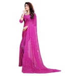 Women's Chiffon Saree (Purple ,5-6Mtrs)