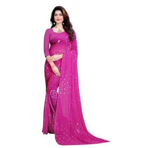 Women's Chiffon Saree (Purple ,5-6Mtrs)