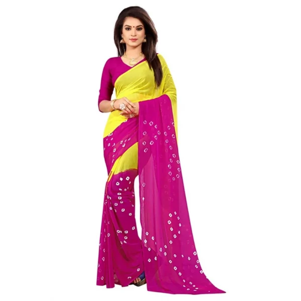 Women's Chiffon Saree (Yellow ,5-6Mtrs)