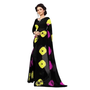 Women's Chiffon Saree (Black ,5-6Mtrs)