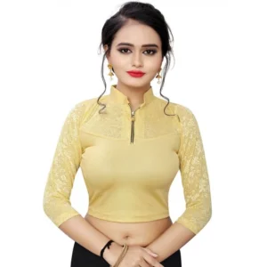 Women's Stretchable Readymade Blouse Cotton Lycra (Size-Free Size ,Neck Type-Collar)