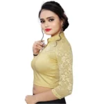Women's Stretchable Readymade Blouse Cotton Lycra (Size-Free Size ,Neck Type-Collar)