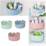 Wall Mount Storage Corner Shelf Bathroom Kitchen Rack Self Adhesive Shower Caddy Plastic Triangle Basket (Color: Assorted)