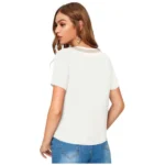 Women's Polyester, Knitting Western Wear T-Shirt (White)