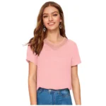 Women's Polyester, Knitting Western Wear T-Shirt (Peach)