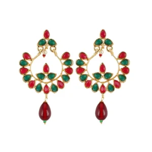 Women's Onyx Stone, Gold plated Hook Dangler Hanging Fashion Earring (Color: Multi Color)