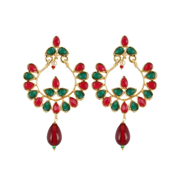 Women's Onyx Stone, Gold plated Hook Dangler Hanging Fashion Earring (Color: Multi Color)