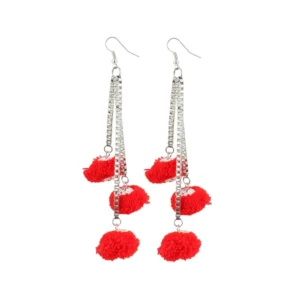 Women's Alloy Hook Dangler Hanging Tassel Fashion Earring (Color: Red)
