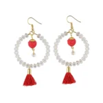 Women's Alloy Hook Dangler Hanging Tassel Fashion Earring (Color: White)