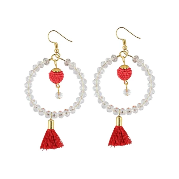 Women's Alloy Hook Dangler Hanging Tassel Fashion Earring (Color: White)