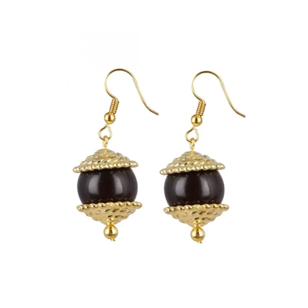 Women's Designer Dark Brown and Golden Beads South Style Necklace (Color: Black)
