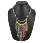 Women's High Finished Designer Hanging Party Wear Beads Necklace (Color: Multi Color)
