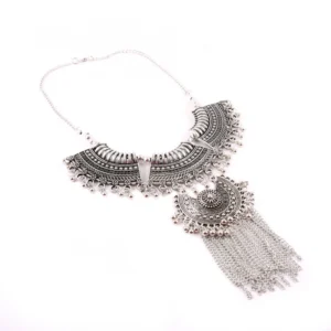 Women's Fashion Jewellery Bohemia Gypsy Tibetan Vintage Coin Necklace (Color: Silver)