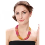 Women's Designer Elegant Multi Layer Multi Color Beads Necklace (Color: Multi Color)