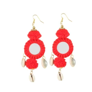 Women's Alloy Hook Dangler Hanging Tassel Fashion Earring (Color: Red)