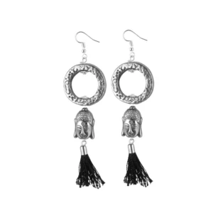 Women's Oxidized Silver plated Buddha Style Earring (Color: Black)
