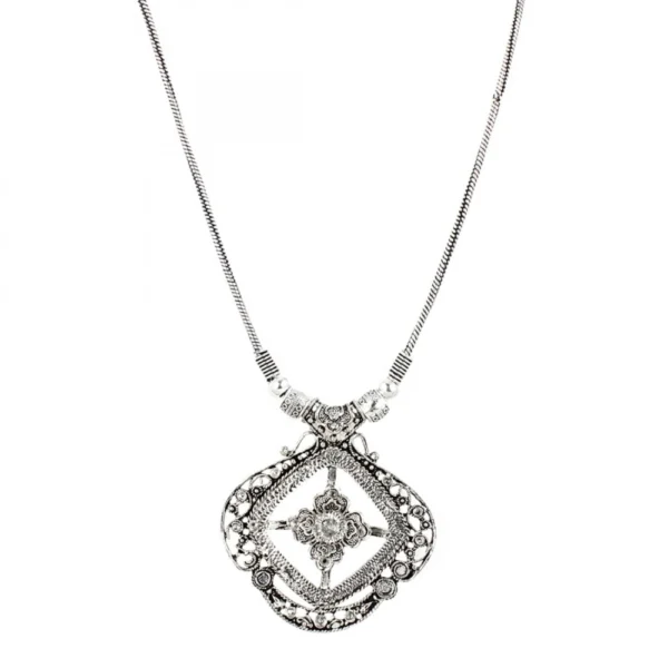 Women's Oxidised Silver Strand Necklace (Color: Silver)