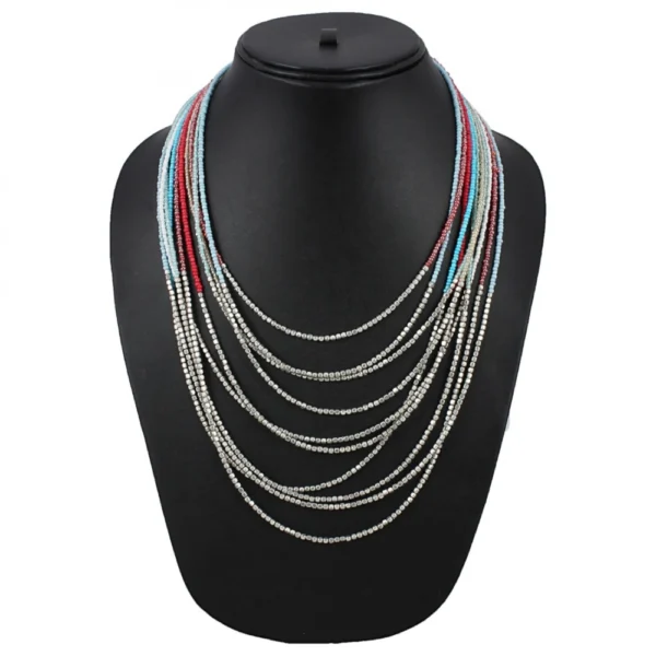 Women's Designer Elegant Multi Layer Multi Color Beads Necklace (Color: Multi Color)
