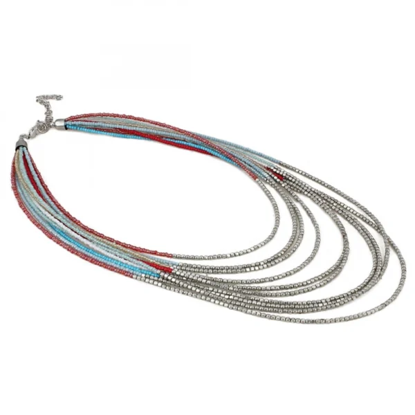 Women's Designer Elegant Multi Layer Multi Color Beads Necklace (Color: Multi Color)