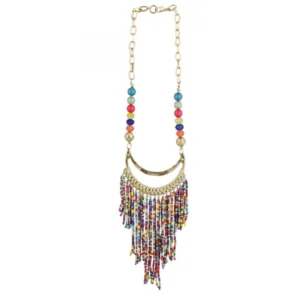 Women's High Finished Designer Hanging Party Wear Beads Necklace (Color: Multi Color)