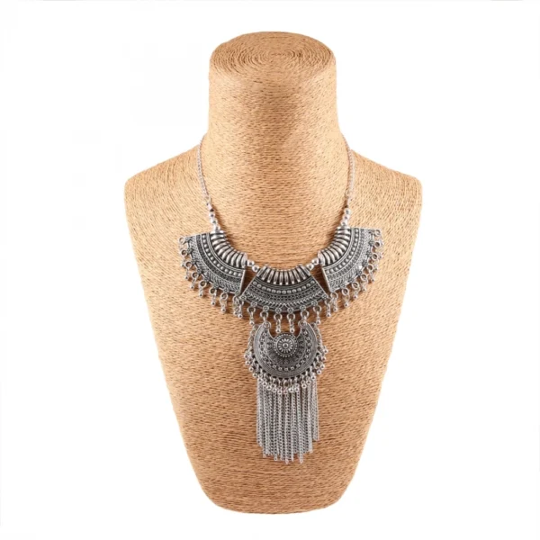 Women's Fashion Jewellery Bohemia Gypsy Tibetan Vintage Coin Necklace (Color: Silver)