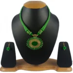 Women's Green Color Designer Tibetan Style Fashion Necklace Set (Color: Green)