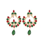 Women's Onyx Stone, Gold plated Hook Dangler Hanging Fashion Earring (Color: Multi Color)