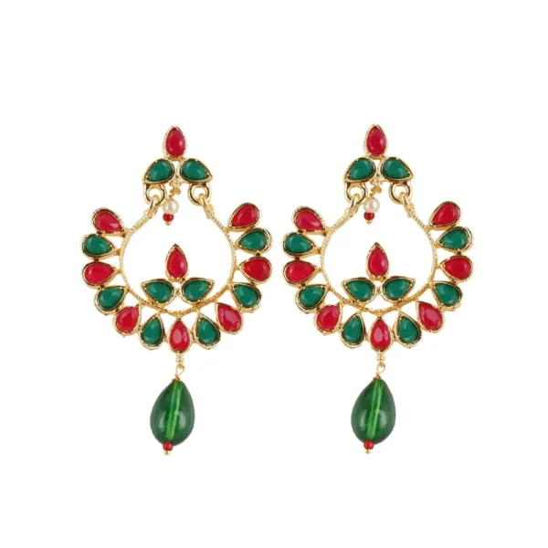 Women's Onyx Stone, Gold plated Hook Dangler Hanging Fashion Earring (Color: Multi Color)