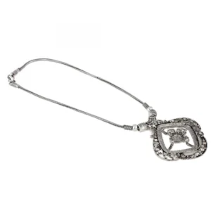 Women's Oxidised Silver Strand Necklace (Color: Silver)
