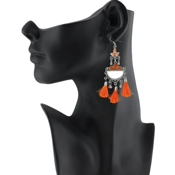 Women's Alloy Afgani Tassel Earring (Color: Orange)