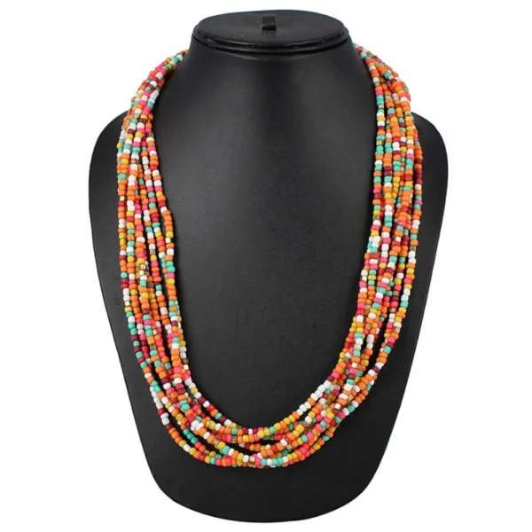 Women's Designer Multi Colour Elegant Beads Necklace (Color: Multi Color)