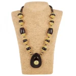 Women's Designer Dark Brown and Golden Beads South Style Necklace (Color: Black)
