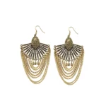 Women's Gold Plated Hook Dangler Hanging Tasselen Earring (Color: Golden)