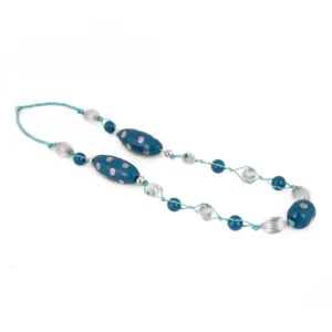 Women's Stone Beads Fashion Silver Necklace (Color: Blue)