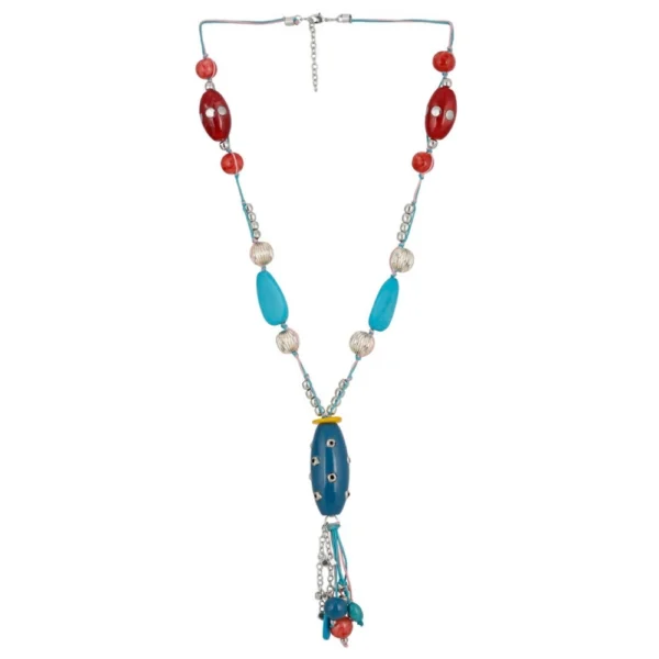 Women's Stone Beads Fashion Silver Necklace (Color: Multi Color)
