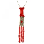 Women's Red and Golden Designer Tibetan Style Beads Necklace (Color: Red)