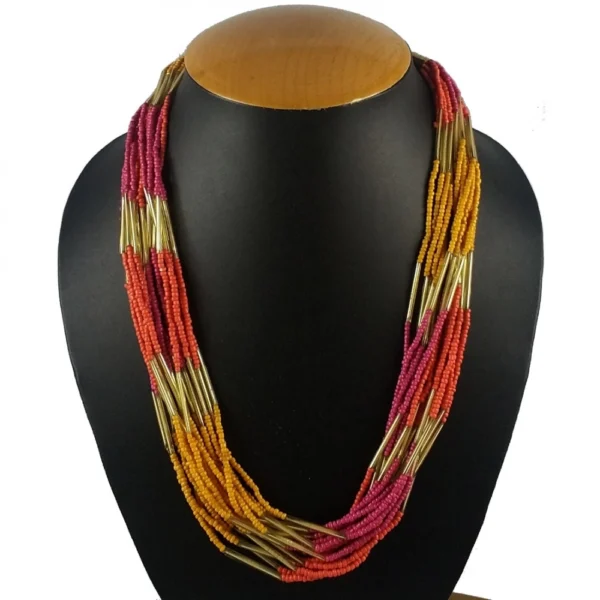 Women's Designer Elegant Multi Layer Multi Color Beads Necklace (Color: Multi Color)