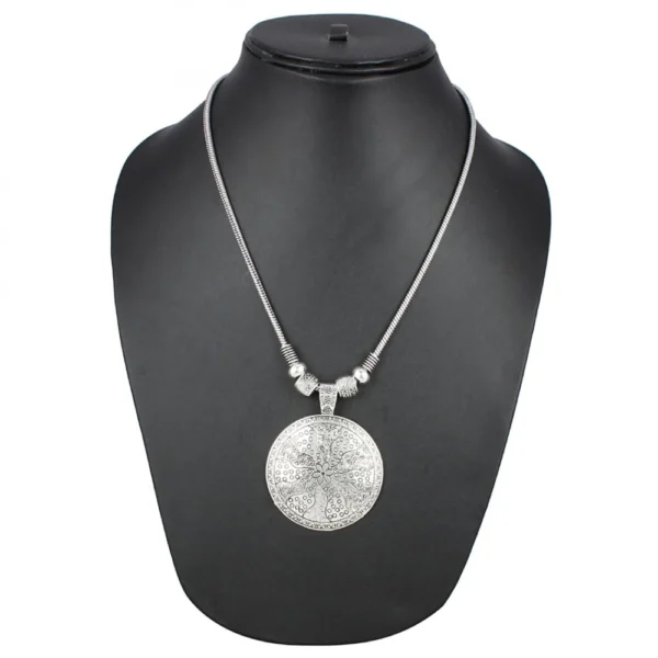 Women's Oxodised Boho German Silver Strand Necklace (Color: Silver)
