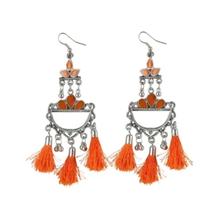 Women's Alloy Afgani Tassel Earring (Color: Orange)
