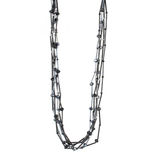 Women's Designer Shining Black Multi Layer Crystal Beads (Color: Black)