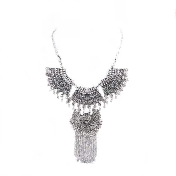 Women's Fashion Jewellery Bohemia Gypsy Tibetan Vintage Coin Necklace (Color: Silver)