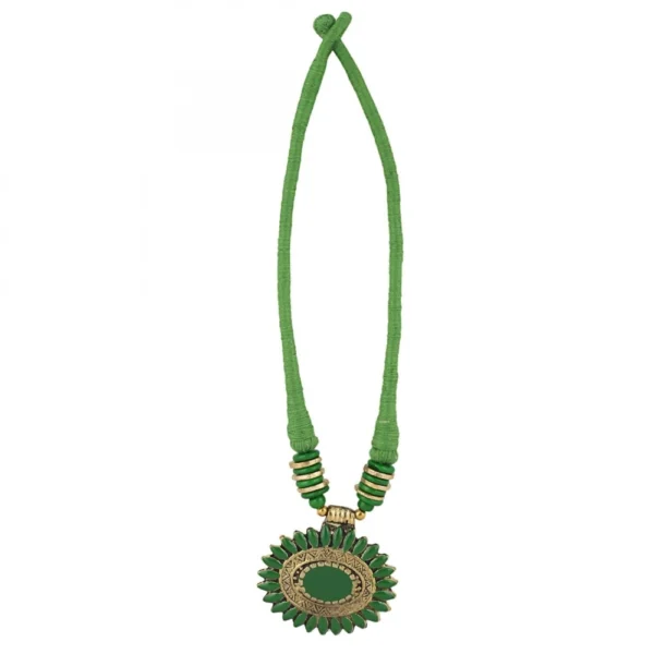 Women's Green Color Designer Tibetan Style Fashion Necklace Set (Color: Green)