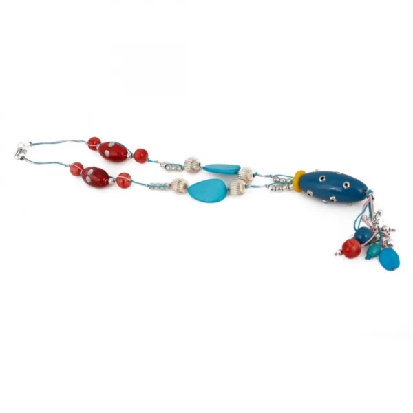 Women's Stone Beads Fashion Silver Necklace (Color: Multi Color)