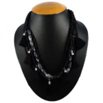 Women's Designer Black Tassels Necklace (Color: Black)