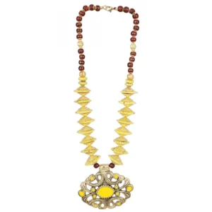 Women's Designer Yellow and Golden Beads Necklace (Color: Yellow)