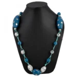 Women's Stone Beads Fashion Silver Necklace (Color: Blue)