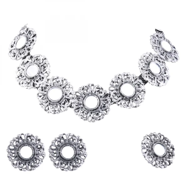 Oxidized Silver Plated Necklace Set For Women